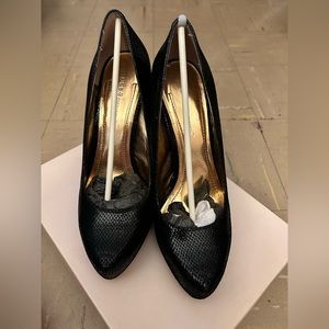 BCBG Generation Black Snake skin platform heel